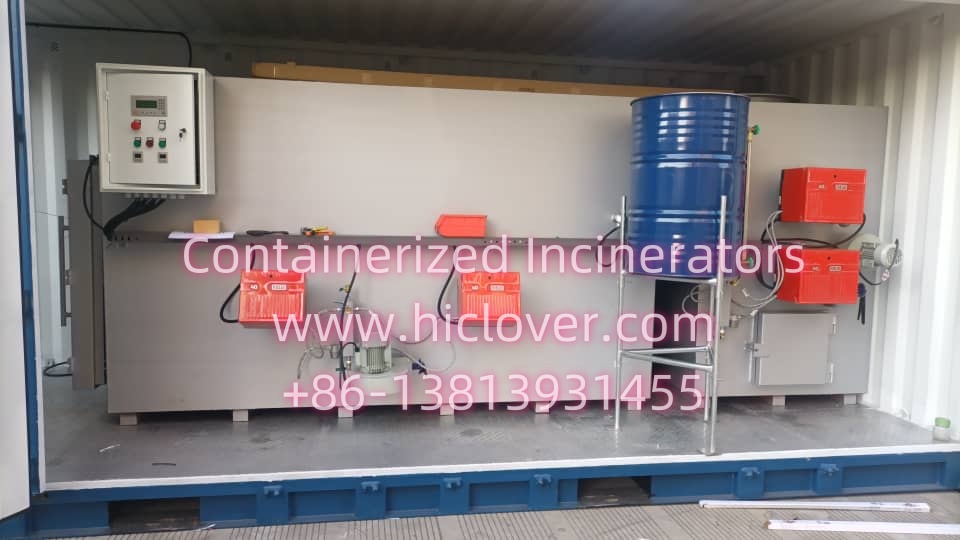 a blue barrel and metal container