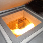 a fire in a square oven