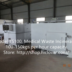 Model: TS100, Medical Waste Incinerator 100-150kgs per hour capacity